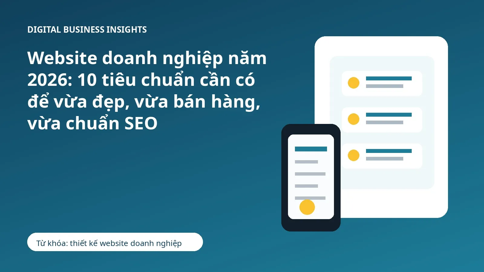 Website doanh nghiệp năm 2026: 10 tiêu chuẩn cần có để vừa đẹp, vừa bán hàng, vừa chuẩn SEO