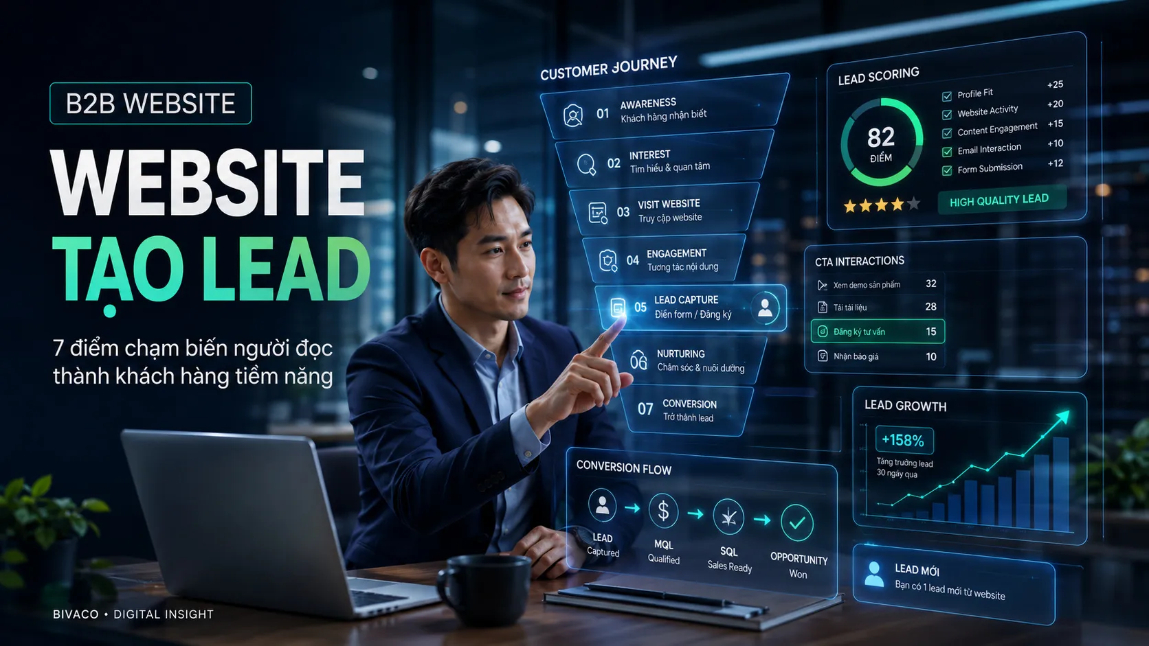 Website B2B tạo lead: 7 điểm chạm biến người đọc thành khách hàng tiềm năng