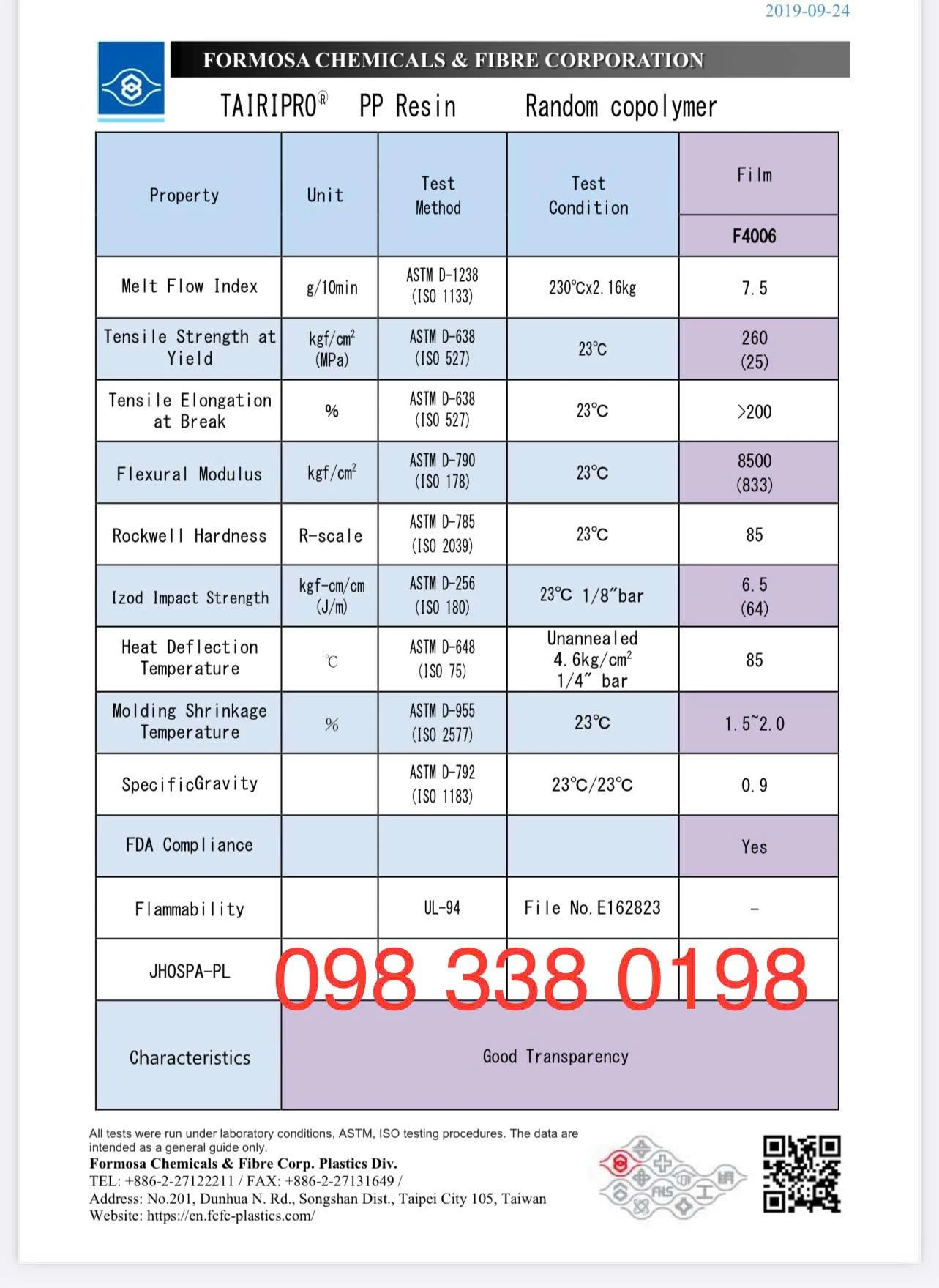 Hạt nhựa nguyên sinh PP F4006